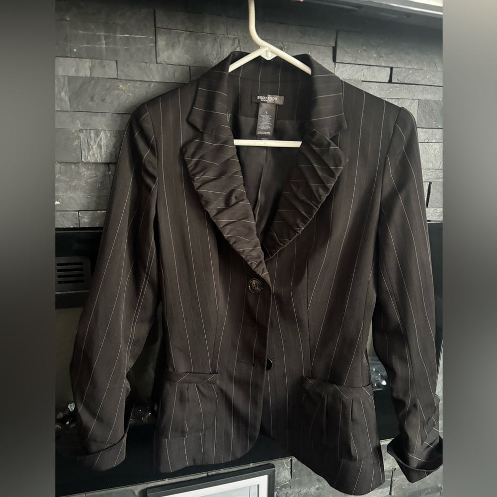 Bisou Bisou Charcoal Pinstripe Blazer
